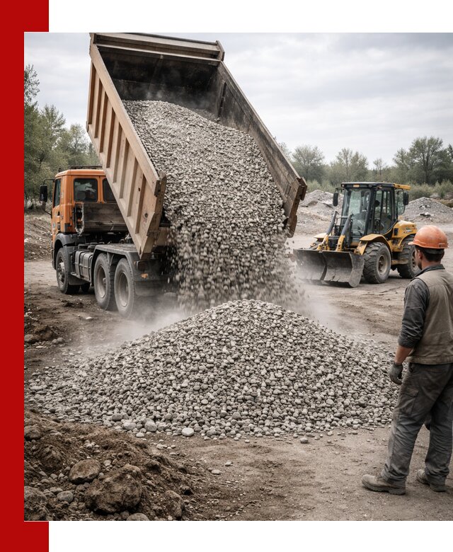 Доставка щебня в находке крупными и мелкими фракциями