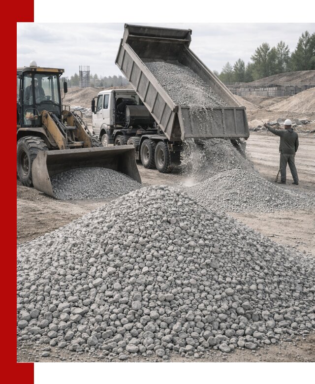 Доставка известнякового щебня фр. 5–20 в находке