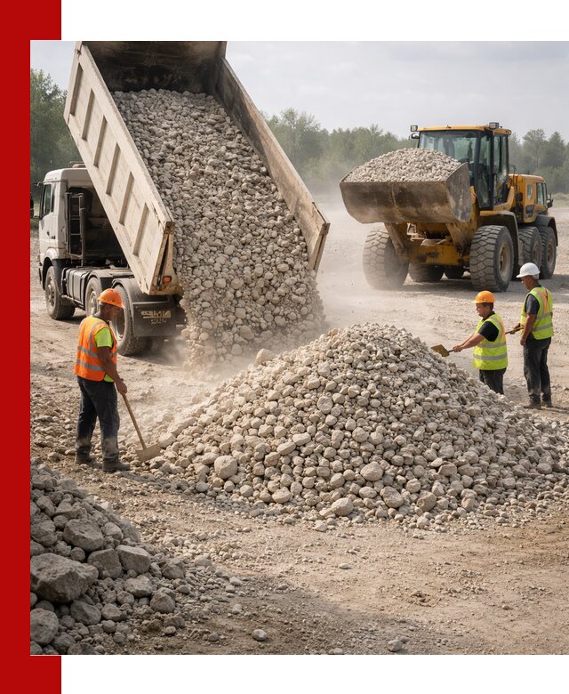Доставка известнякового щебня фр. 40-70 в находке