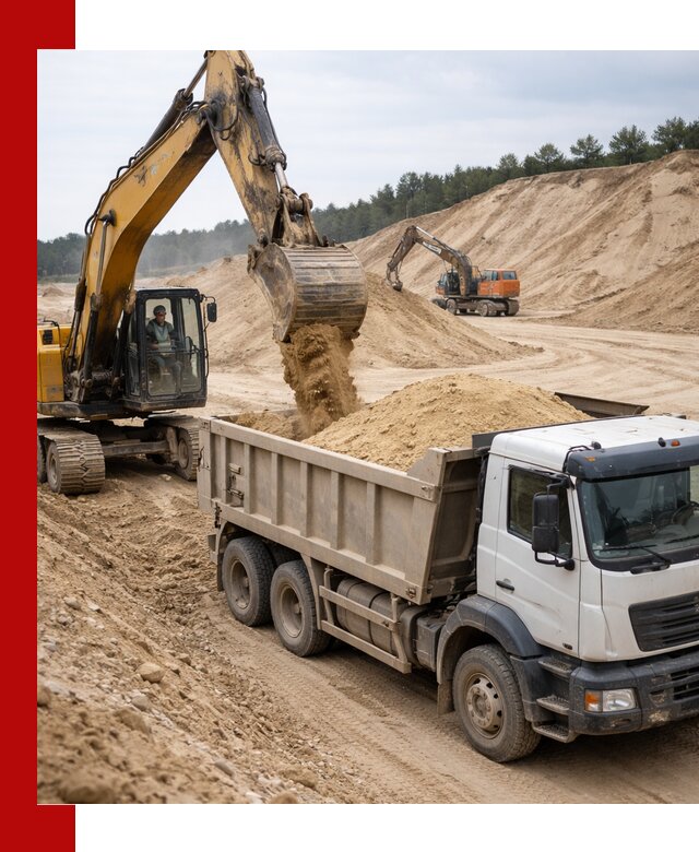 Доставка карьерного песка с самосвалами и разгрузкой в находке