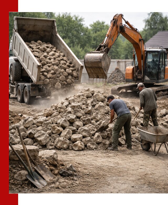 Доставка и разгрузка бутового камня в находке