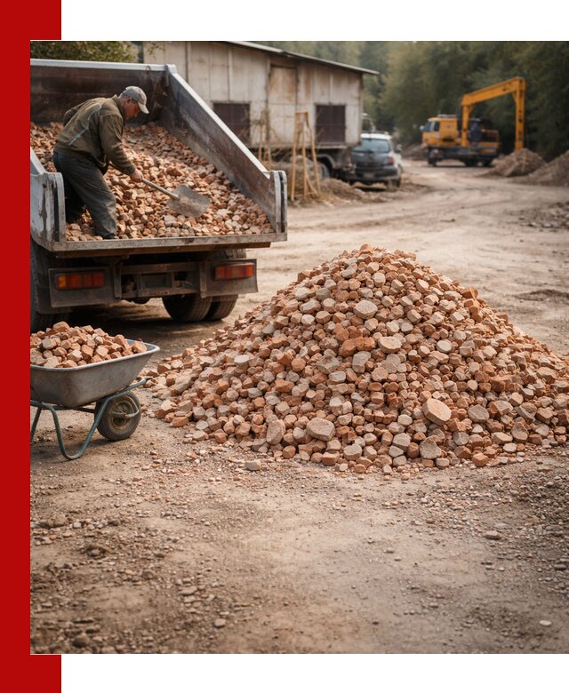 Доставка и подушка из боя кирпича с разгрузкой в находке